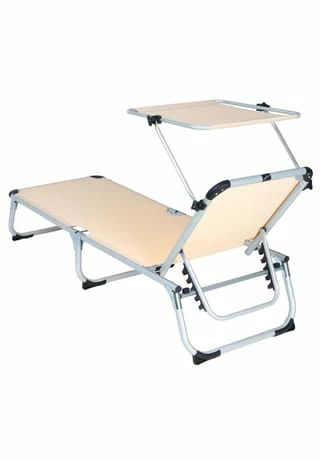 VCM. Sonnenliege Sonnendach Beige 187x57x30 Cm Alu Campingliege Klappbar Beige 2 VCM. Sonnenliege Sonnendach Beige 187x57x30 Cm Alu Campingliege Klappbar Beige – Bild 2