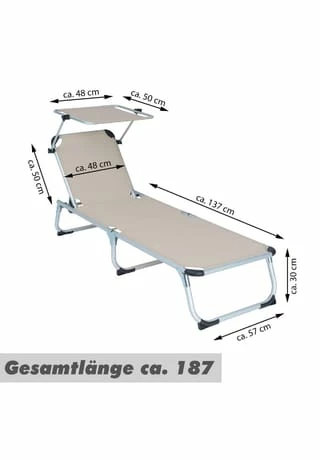 VCM. Sonnenliege Sonnendach Grau 187x57x30 Cm Alu Campingliege Klappbar Grau 6 VCM. Sonnenliege Sonnendach Grau 187x57x30 Cm Alu Campingliege Klappbar Grau – Bild 6