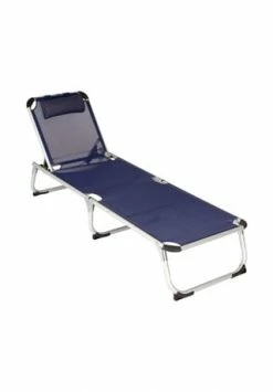 VCM. Gartenliege Sonnenliege Blau Mit Kissen 187x57x30 Cm Alu Klappbar Blau