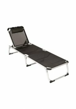 VCM. Gartenliege Sonnenliege Schwarz Kissen 187x57x30cm Liege Klappbar Schwarz