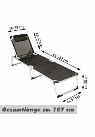 VCM. Gartenliege Sonnenliege Schwarz Kissen 187x57x30cm Liege Klappbar Schwarz 7 VCM. Gartenliege Sonnenliege Schwarz Kissen 187x57x30cm Liege Klappbar Schwarz – Bild 7