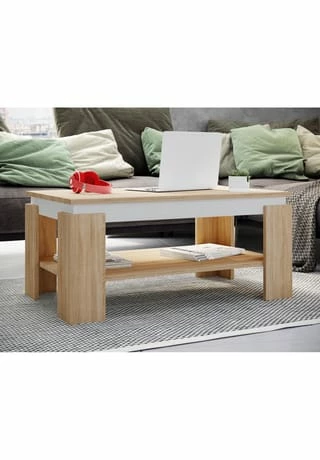 VCM. - My Home Holz Beistelltisch Couchtisch Sofatisch Wohnzimmertisch Rolas Sonoma-Eiche / Weiß 2 VCM. - My Home Holz Beistelltisch Couchtisch Sofatisch Wohnzimmertisch Rolas Sonoma-Eiche / Weiß – Bild 2