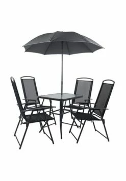 VCM. 5-tlg Gartenmöbel Gartenset Sitzgruppe Essgruppe Tisch Stühle Hochlehner Set 80 Anthrazit