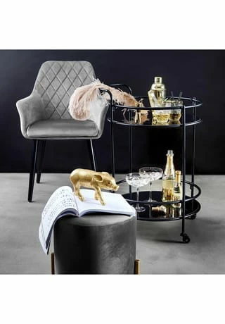 BUTLERS® VELVET Stuhl Samt 2er-Set Grau Grau 2 BUTLERS® VELVET Stuhl Samt 2er-Set Grau Grau – Bild 2