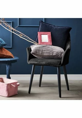 BUTLERS® VELVET Stuhl Samt 2er-Set Grau Grau 4 BUTLERS® VELVET Stuhl Samt 2er-Set Grau Grau – Bild 4