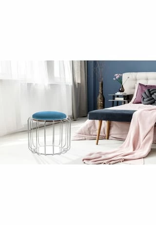 Kayoom Beistelltische Beistelltisch / Pouf Comfortable 110 Petrol / Silber 2 Kayoom Beistelltische Beistelltisch / Pouf Comfortable 110 Petrol / Silber – Bild 2