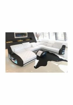 SOFA DREAMS Wohnlandschaft XXL Swing Weiß-schwarz