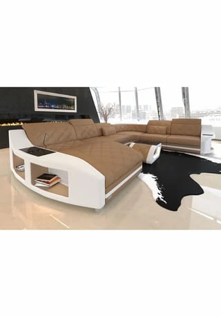 SOFA DREAMS Wohnlandschaft XXL Swing Beige-weiß 2 SOFA DREAMS Wohnlandschaft XXL Swing Beige-weiß – Bild 2