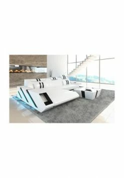 SOFA DREAMS Ecksofa Apollonia L Weiß-schwarz