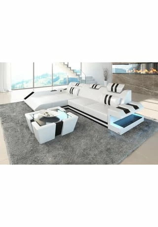 SOFA DREAMS Ecksofa Apollonia L Weiß-schwarz 2 SOFA DREAMS Ecksofa Apollonia L Weiß-schwarz – Bild 2