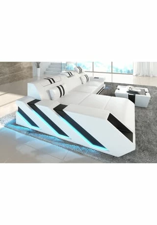 SOFA DREAMS Ecksofa Apollonia L Weiß-schwarz 3 SOFA DREAMS Ecksofa Apollonia L Weiß-schwarz – Bild 3