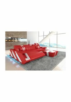 SOFA DREAMS Ecksofa Apollonia L Rot-weiß