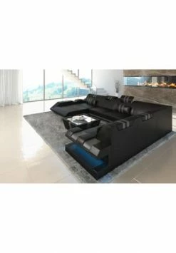 SOFA DREAMS XXL Wohnlandschaft Leder Apollonia Schwarz-grau -Wohn-esszimmer Verkäufe unnamed file 306