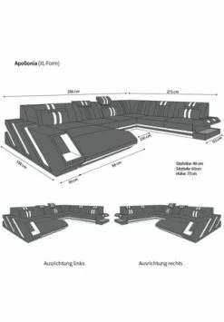 SOFA DREAMS XXL Wohnlandschaft Leder Apollonia Schwarz-grau -Wohn-esszimmer Verkäufe unnamed file 310