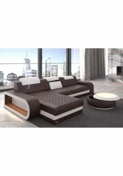 SOFA DREAMS Ecksofa Leder Berlin Braun-weiss -Wohn-esszimmer Verkäufe unnamed file 323