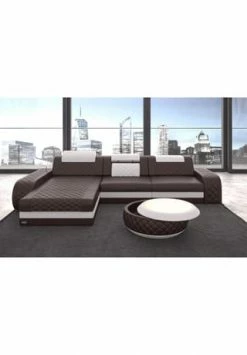 SOFA DREAMS Ecksofa Leder Berlin Braun-weiss -Wohn-esszimmer Verkäufe unnamed file 324