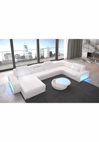 SOFA DREAMS Wohnlandschaft Leder Berlin Weiß 3 SOFA DREAMS Wohnlandschaft Leder Berlin Weiß – Bild 3
