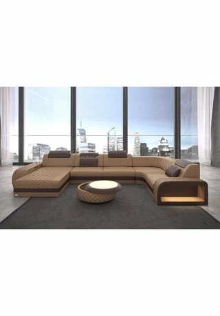 SOFA DREAMS Wohnlandschaft Leder Berlin Beige-braun 2 SOFA DREAMS Wohnlandschaft Leder Berlin Beige-braun – Bild 2