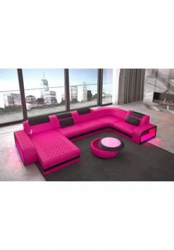 SOFA DREAMS Wohnlandschaft Leder Berlin Pink-schwarz 8 SOFA DREAMS Wohnlandschaft Leder Berlin Pink-schwarz -Wohn-esszimmer Verkäufe unnamed file 358