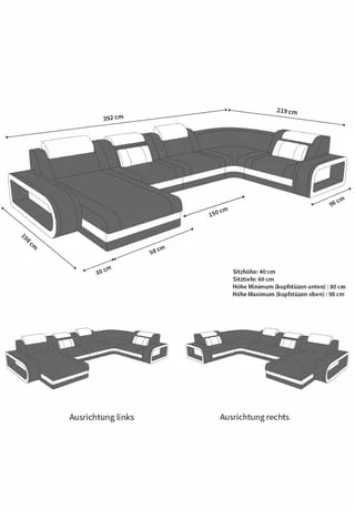 SOFA DREAMS Wohnlandschaft Leder Berlin Pink-schwarz 6 SOFA DREAMS Wohnlandschaft Leder Berlin Pink-schwarz – Bild 6