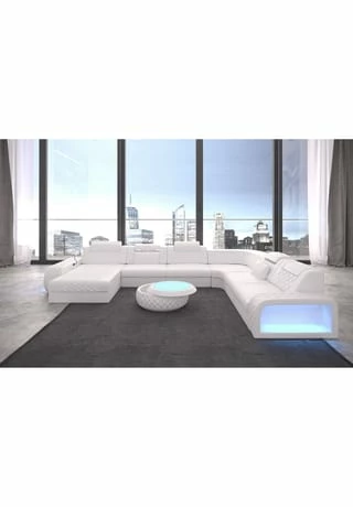 SOFA DREAMS XXL Wohnlandschaft Leder Berlin Weiß 2 SOFA DREAMS XXL Wohnlandschaft Leder Berlin Weiß – Bild 2