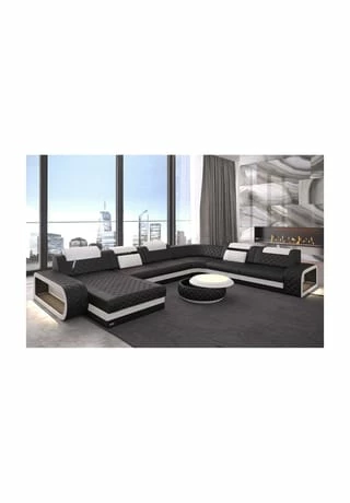 SOFA DREAMS XXL Wohnlandschaft Leder Berlin Schwarz-weiß 1 SOFA DREAMS XXL Wohnlandschaft Leder Berlin Schwarz-weiß
