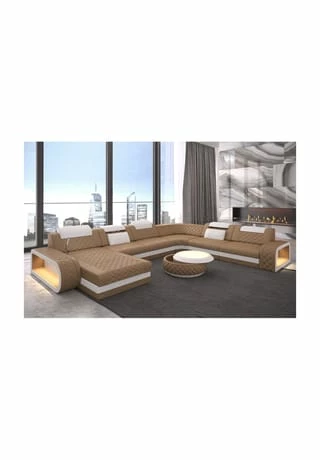 SOFA DREAMS XXL Wohnlandschaft Leder Berlin Beige-weiß 1 SOFA DREAMS XXL Wohnlandschaft Leder Berlin Beige-weiß