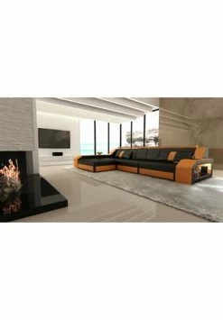 SOFA DREAMS Ecksofa Leder Arezzo Schwarz-orange 10 SOFA DREAMS Ecksofa Leder Arezzo Schwarz-orange -Wohn-esszimmer Verkäufe unnamed file 379