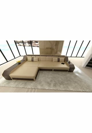 SOFA DREAMS Ecksofa Leder Arezzo Sandbeige-braun 4 SOFA DREAMS Ecksofa Leder Arezzo Sandbeige-braun – Bild 4