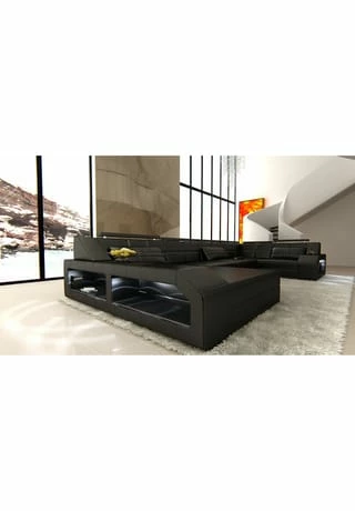 SOFA DREAMS Wohnlandschaft Leder Arezzo Schwarz 4 SOFA DREAMS Wohnlandschaft Leder Arezzo Schwarz – Bild 4