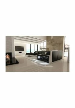 SOFA DREAMS Wohnlandschaft Leder Arezzo Schwarz-weiß