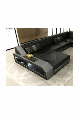 SOFA DREAMS Wohnlandschaft Leder Arezzo Schwarz-grau 1 SOFA DREAMS Wohnlandschaft Leder Arezzo Schwarz-grau