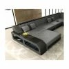 SOFA DREAMS Wohnlandschaft Leder Arezzo Grau-schwarz