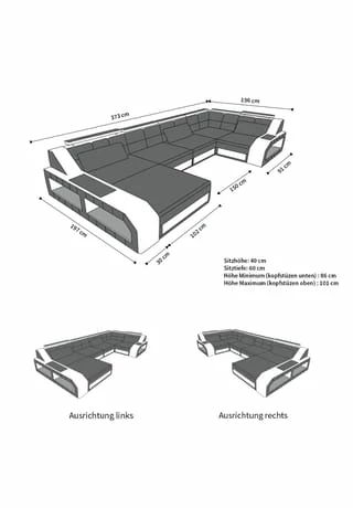 SOFA DREAMS Wohnlandschaft Leder Arezzo Grau-schwarz 2 SOFA DREAMS Wohnlandschaft Leder Arezzo Grau-schwarz – Bild 2