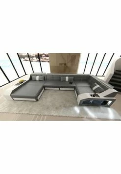 SOFA DREAMS Wohnlandschaft Leder Arezzo Grau-weiß -Wohn-esszimmer Verkäufe unnamed file 417