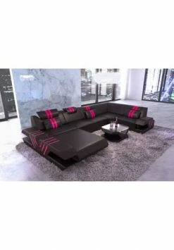 SOFA DREAMS Wohnlandschaft Leder Venedig Schwarz-pink 9 SOFA DREAMS Wohnlandschaft Leder Venedig Schwarz-pink -Wohn-esszimmer Verkäufe unnamed file 424