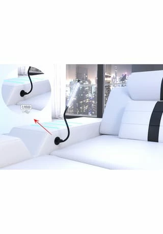 SOFA DREAMS Wohnlandschaft Leder Venedig Schwarz-pink 6 SOFA DREAMS Wohnlandschaft Leder Venedig Schwarz-pink – Bild 6