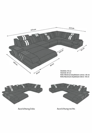SOFA DREAMS Wohnlandschaft Leder Venedig Schwarz-pink 7 SOFA DREAMS Wohnlandschaft Leder Venedig Schwarz-pink – Bild 7