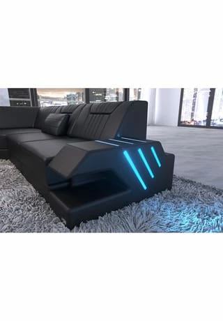 SOFA DREAMS XXL Wohnlandschaft Leder Venedig Schwarz 2 SOFA DREAMS XXL Wohnlandschaft Leder Venedig Schwarz – Bild 2