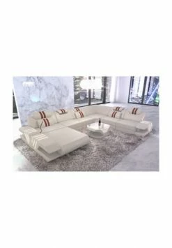 SOFA DREAMS XXL Wohnlandschaft Leder Venedig Beige-braun