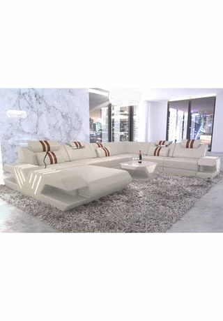 SOFA DREAMS XXL Wohnlandschaft Leder Venedig Beige-braun 2 SOFA DREAMS XXL Wohnlandschaft Leder Venedig Beige-braun – Bild 2