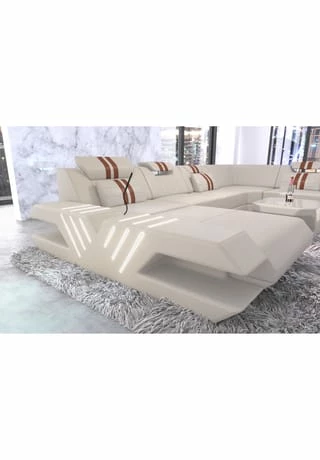 SOFA DREAMS XXL Wohnlandschaft Leder Venedig Beige-braun 3 SOFA DREAMS XXL Wohnlandschaft Leder Venedig Beige-braun – Bild 3