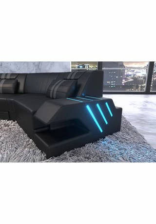 SOFA DREAMS Wohnlandschaft Leder Venedig C Schwarz-grau 4 SOFA DREAMS Wohnlandschaft Leder Venedig C Schwarz-grau – Bild 4