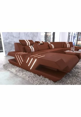 SOFA DREAMS Wohnlandschaft Leder Venedig C Braun-weiss 3 SOFA DREAMS Wohnlandschaft Leder Venedig C Braun-weiss – Bild 3