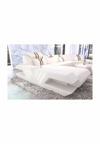 SOFA DREAMS Wohnlandschaft Leder Venedig C Weiss-sandbeige 1 SOFA DREAMS Wohnlandschaft Leder Venedig C Weiss-sandbeige