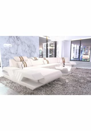 SOFA DREAMS Wohnlandschaft Leder Venedig C Weiss-sandbeige 4 SOFA DREAMS Wohnlandschaft Leder Venedig C Weiss-sandbeige – Bild 4