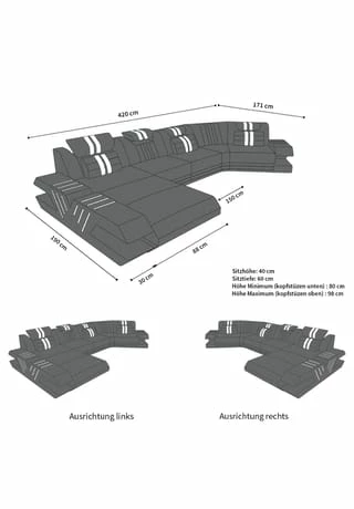 SOFA DREAMS Wohnlandschaft Leder Venedig C Weiss-sandbeige 5 SOFA DREAMS Wohnlandschaft Leder Venedig C Weiss-sandbeige – Bild 5