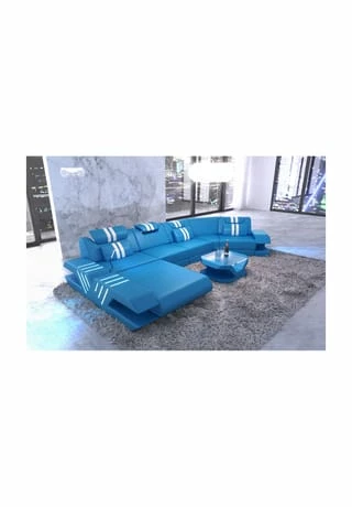 SOFA DREAMS Wohnlandschaft Leder Venedig C Blau-weiss 1 SOFA DREAMS Wohnlandschaft Leder Venedig C Blau-weiss
