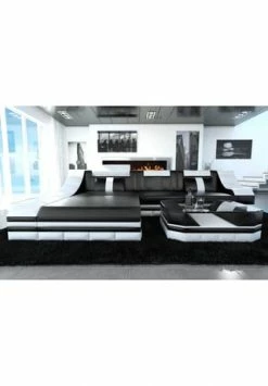 SOFA DREAMS Ecksofa Leder Turino Schwarz-weiß -Wohn-esszimmer Verkäufe unnamed file 482