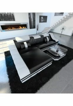 SOFA DREAMS Ecksofa Leder Turino Schwarz-weiß -Wohn-esszimmer Verkäufe unnamed file 483